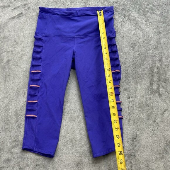 Lululemon Leggings Women 8 Breezy Crop Iris Flower Activewear Athleisure Workout - Picture 2 of 15